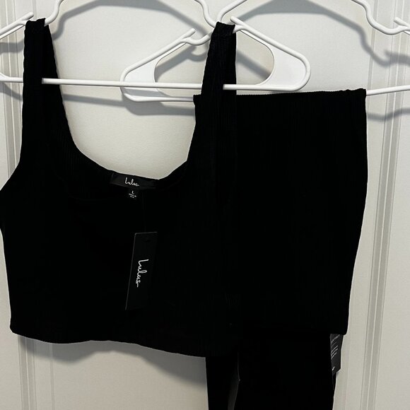 Lulus Set For Life Black Ribbed Bodycon Two-Piece Midi Dress - Picture 1 of 3